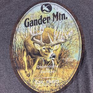 Gander Mountain Men 3XL Deer Buck Hunting Graphic T Shirt Gray Outdoor Big Tall